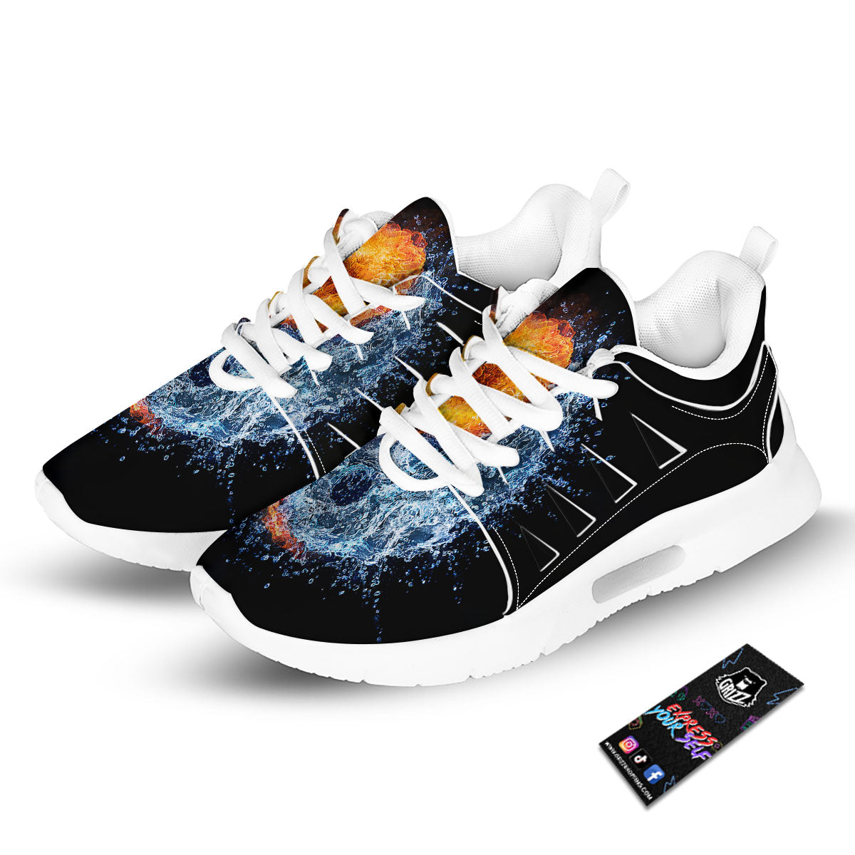 Zigzag White And Blue Print Pattern Tennis Shoes-grizzshop
