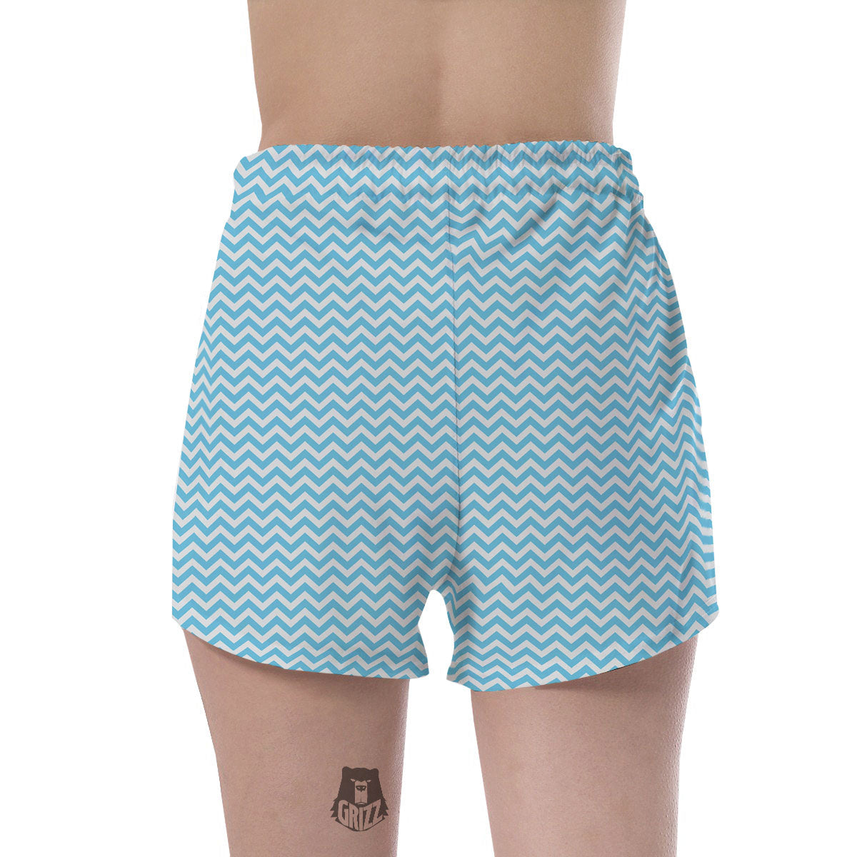 Zigzag White And Blue Print Pattern Women's Shorts-grizzshop