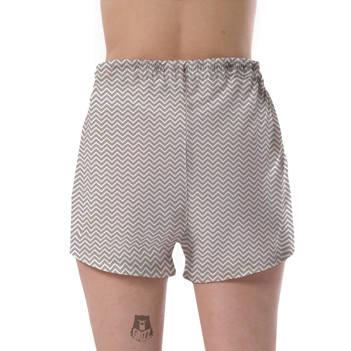 Zigzag White And Grey Print Pattern Women's Shorts-grizzshop