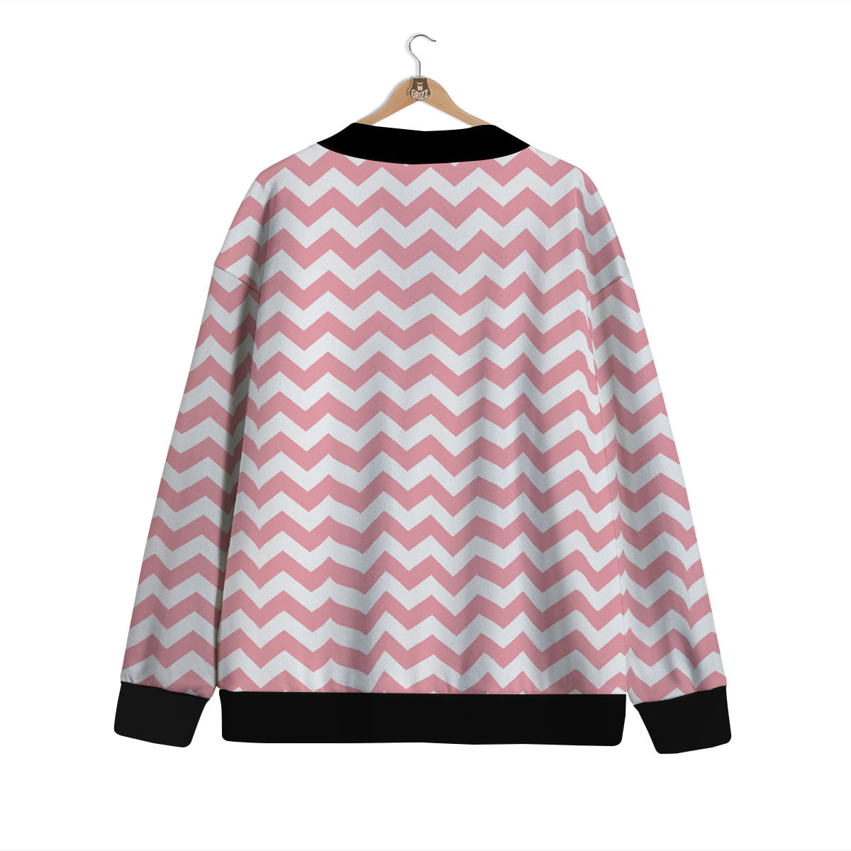 Zigzag White And Pink Print Pattern Cardigan-grizzshop