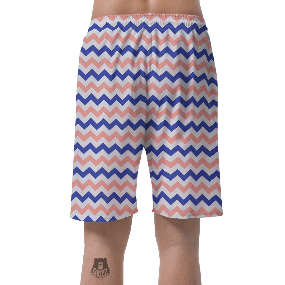 Zigzag White Pink And Navy Print Pattern Men's Shorts-grizzshop