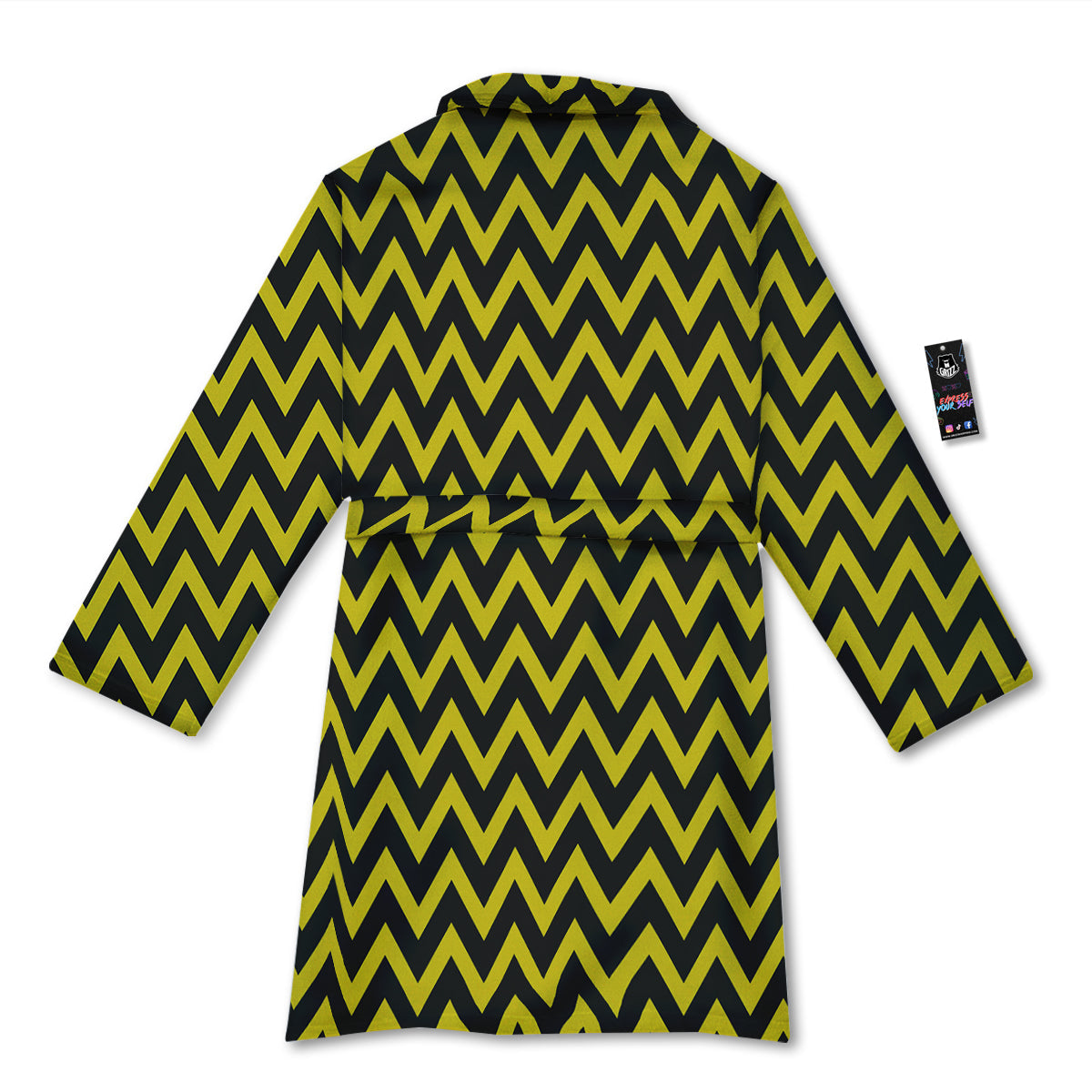 Zigzag Yellow And Black Print Pattern Bathrobe-grizzshop