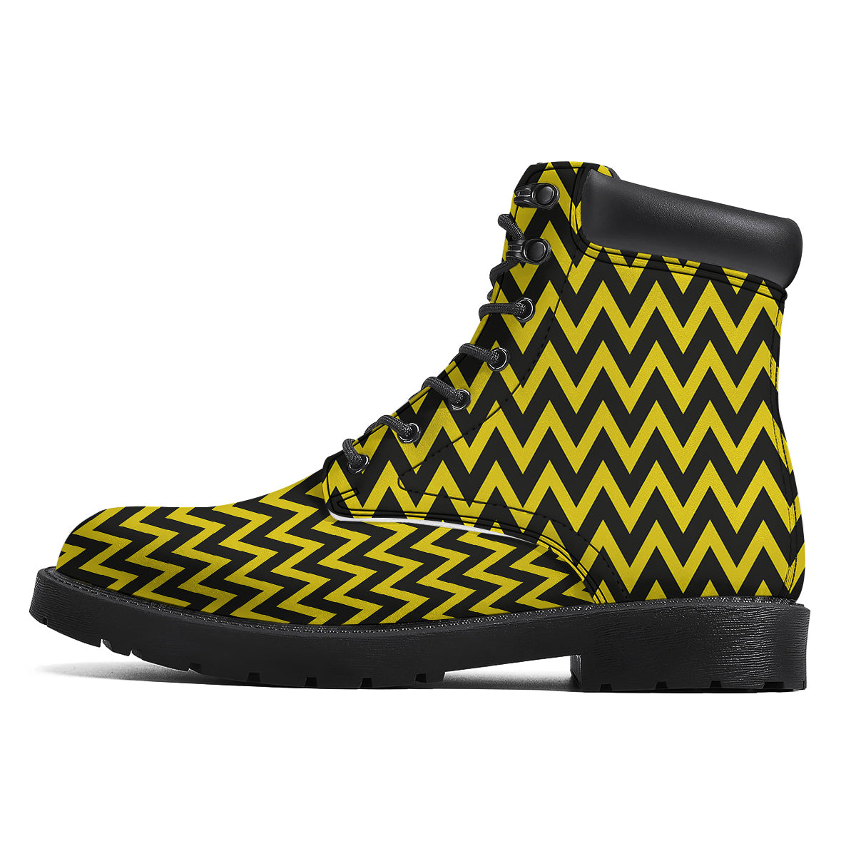 Zigzag Yellow And Black Print Pattern Boots-grizzshop