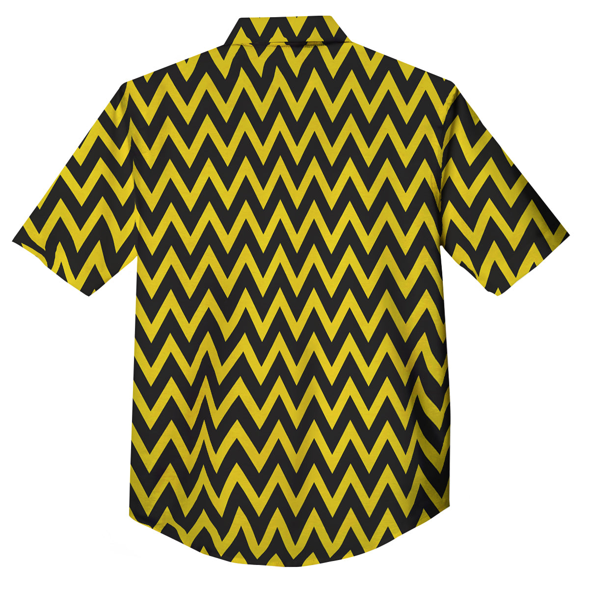 Zigzag Yellow And Black Print Pattern Button Up Shirt-grizzshop
