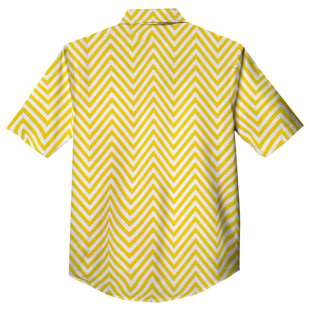 Zigzag Yellow And White Print Pattern Button Up Shirt-grizzshop