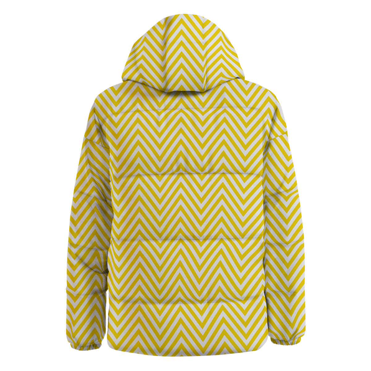 Zigzag Yellow And White Print Pattern Down Jacket-grizzshop