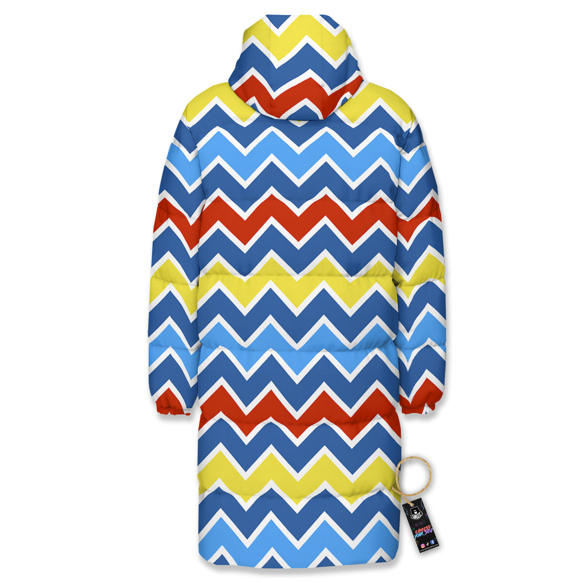 Zigzag Autism Awareness Color Print Pattern Long Down Jacket
