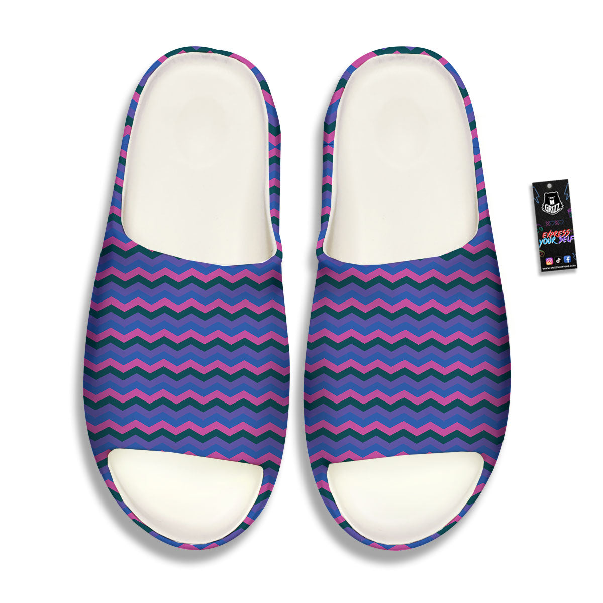 Zigzag Purple And Blue Print Pattern Sandals-grizzshop