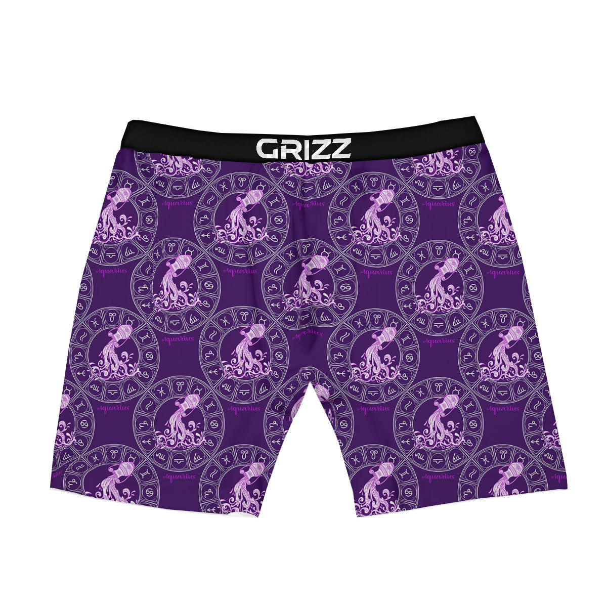 Zodiac Aquarius Purple Print Pattern Boxer Briefs-grizzshop