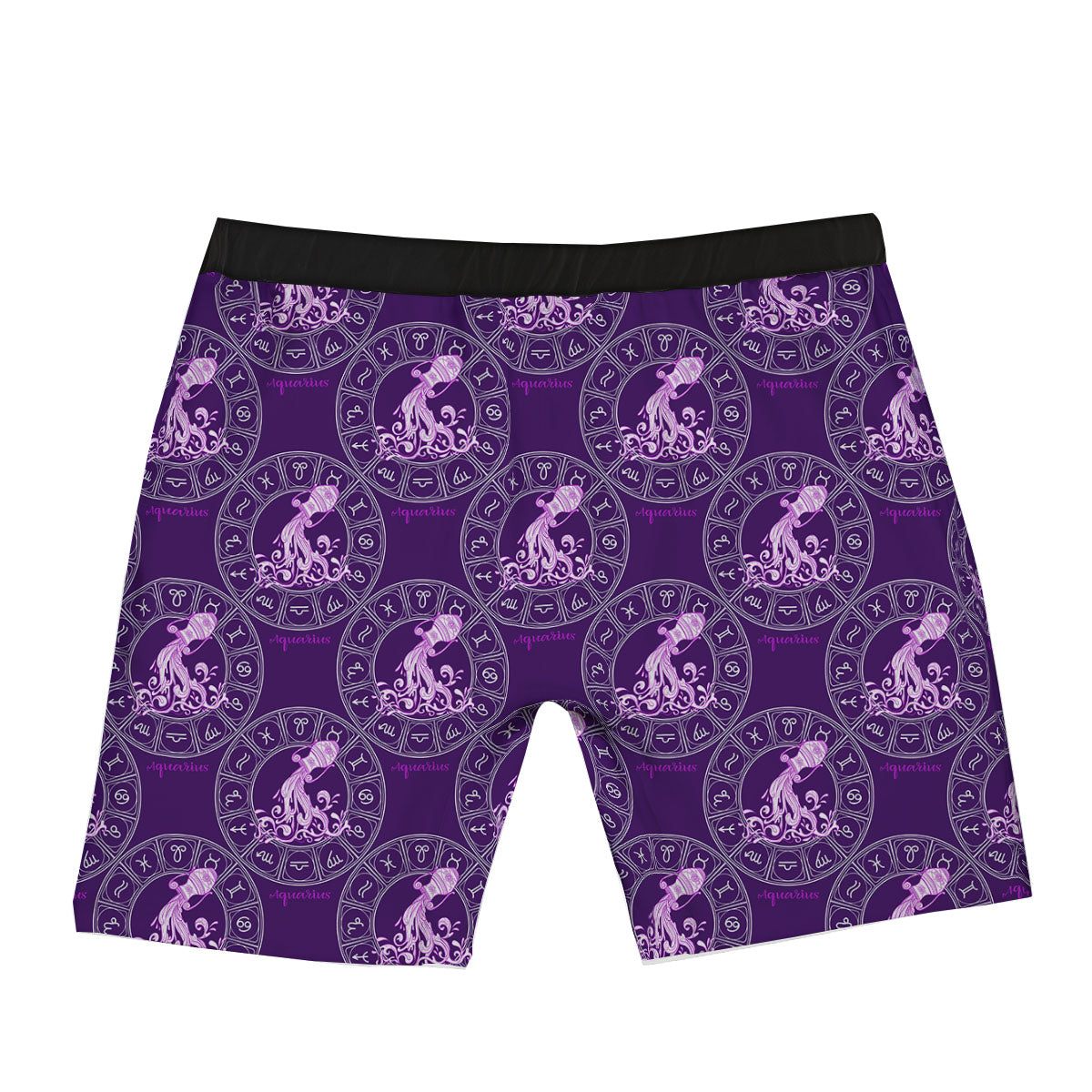 Zodiac Aquarius Purple Print Pattern Boxer Briefs-grizzshop
