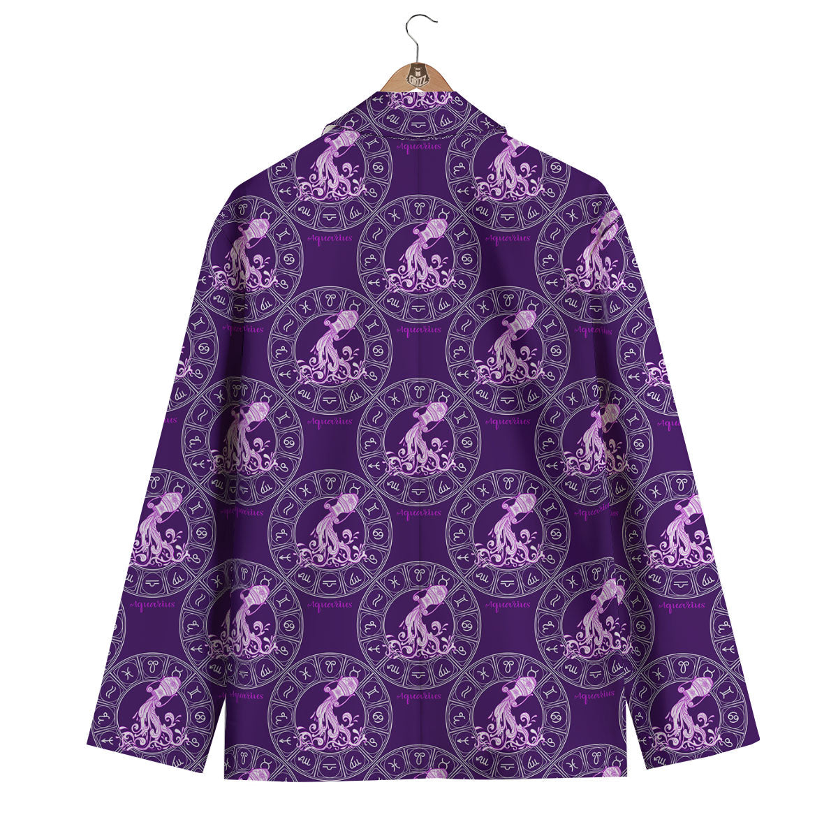 Zodiac Aquarius Purple Print Pattern Men's Blazer-grizzshop