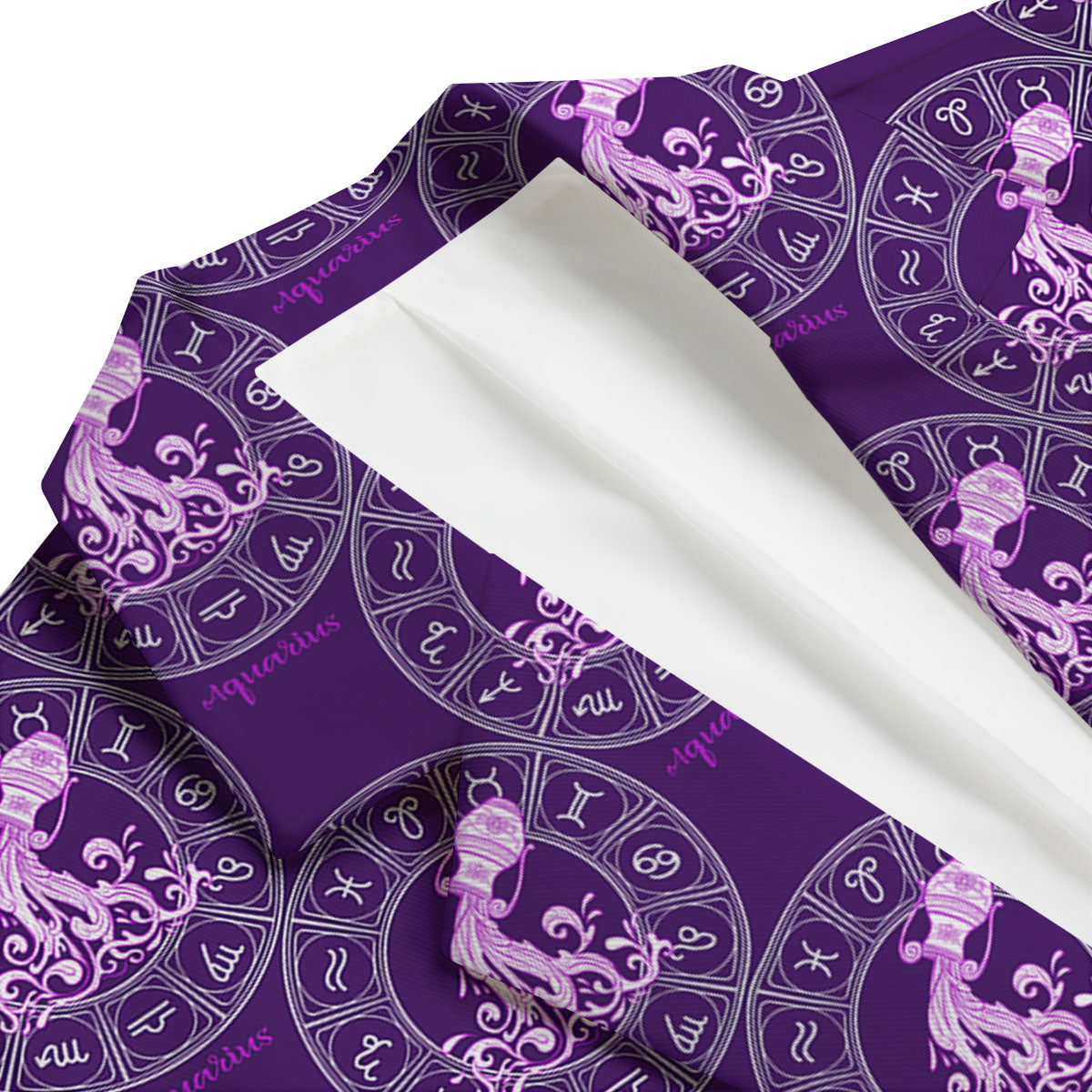 Zodiac Aquarius Purple Print Pattern Men's Blazer-grizzshop