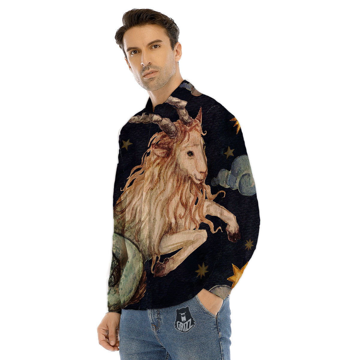 Zodiac Aquarius Purple Print Pattern Men's Dress Shirts-grizzshop