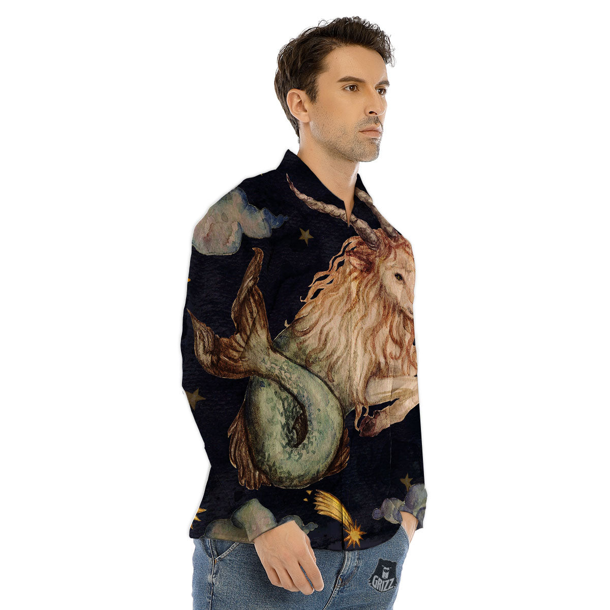 Zodiac Aquarius Purple Print Pattern Men's Dress Shirts-grizzshop