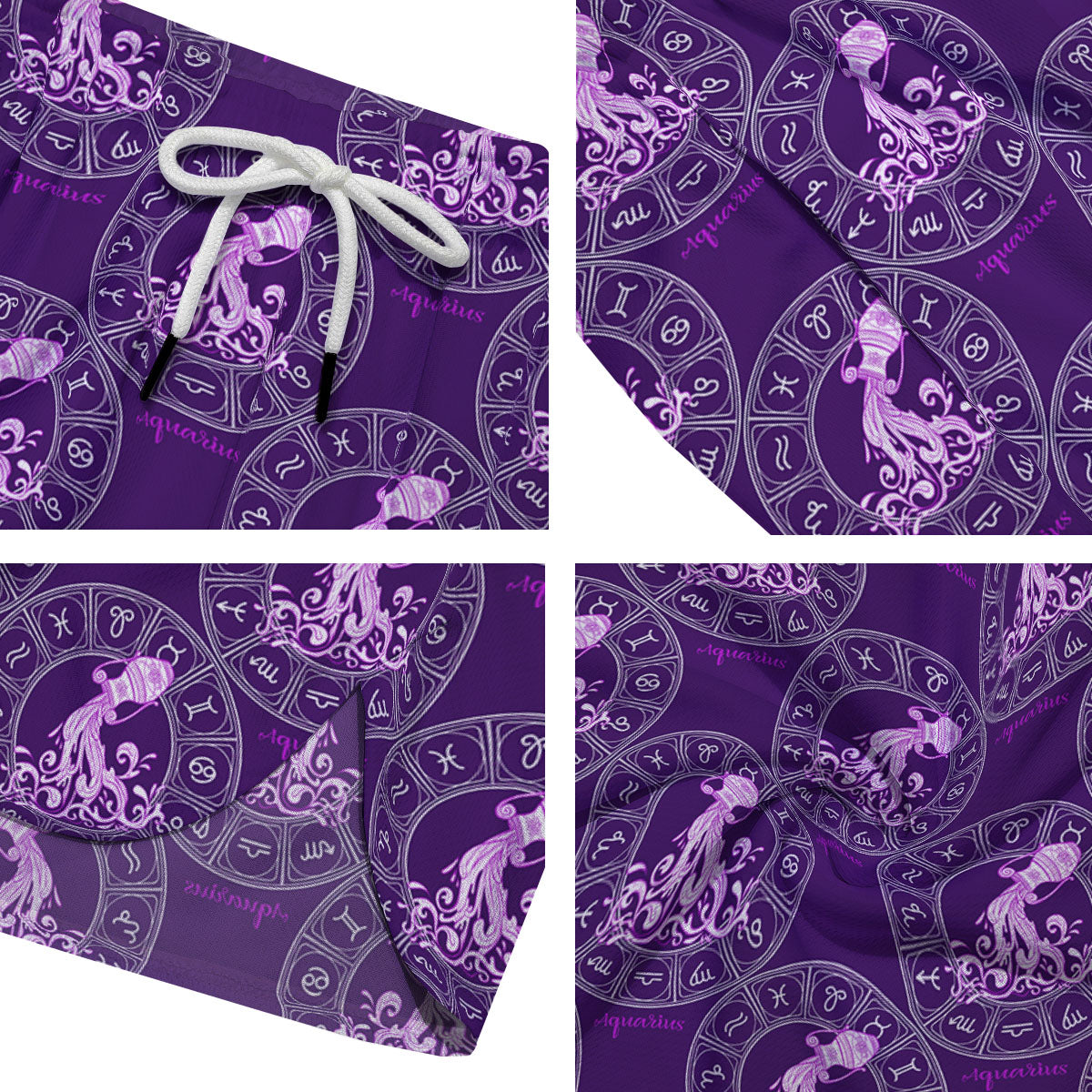 Zodiac Aquarius Purple Print Pattern Men's Running Shorts-grizzshop