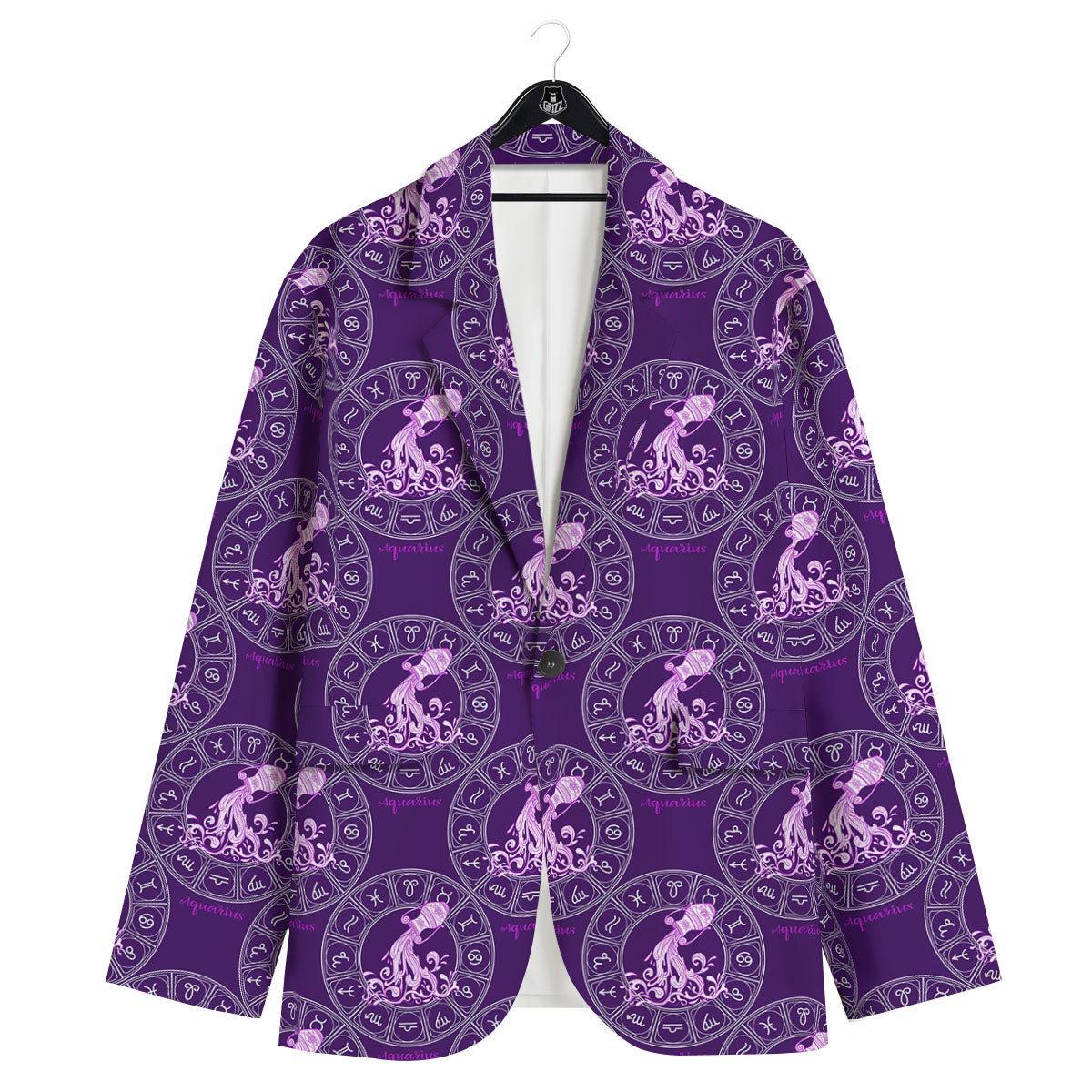 Zodiac Aquarius Purple Print Pattern Men's Sport Coat-grizzshop