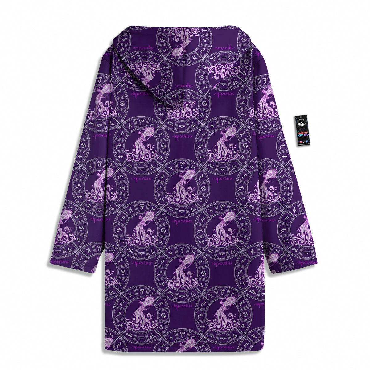 Zodiac Aquarius Purple Print Pattern Men's Windbreaker Jacket-grizzshop