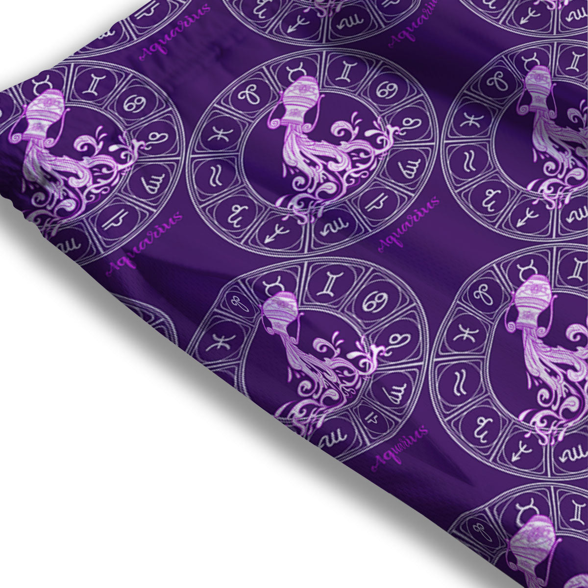 Zodiac Aquarius Purple Print Pattern Mesh Shorts