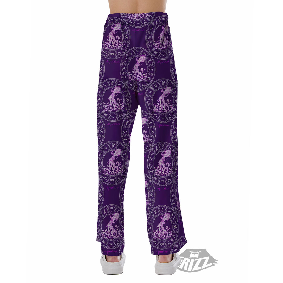 Zodiac Aquarius Purple Print Pattern Pajama Pants-grizzshop