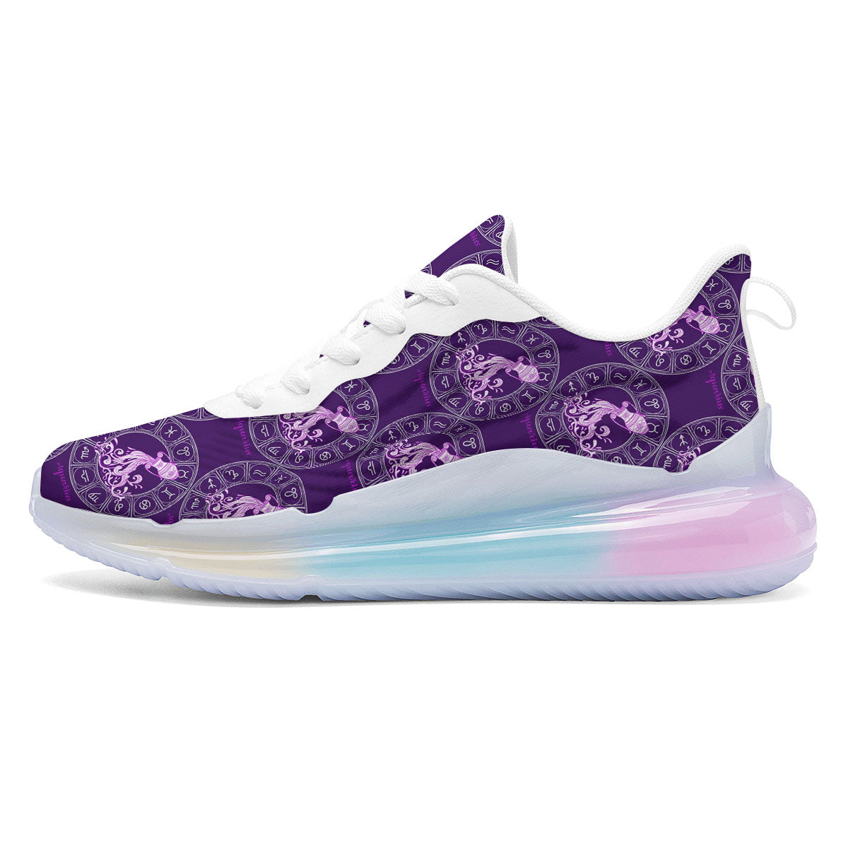 Zodiac Aquarius Purple Print Pattern Running Sneakers-grizzshop
