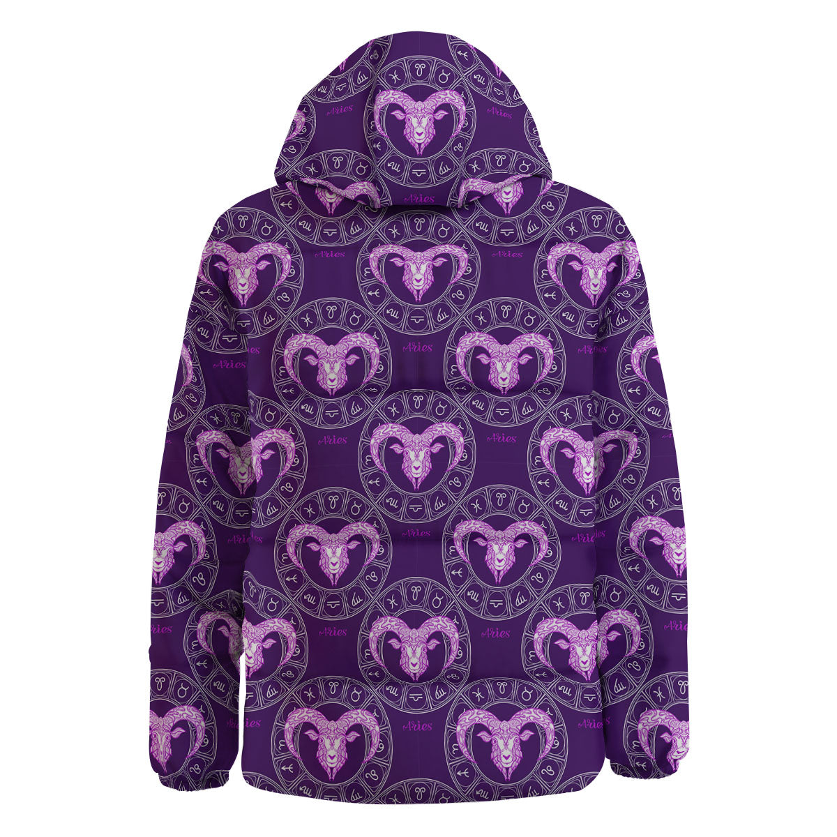 Zodiac Aries Purple Print Pattern Down Jacket-grizzshop