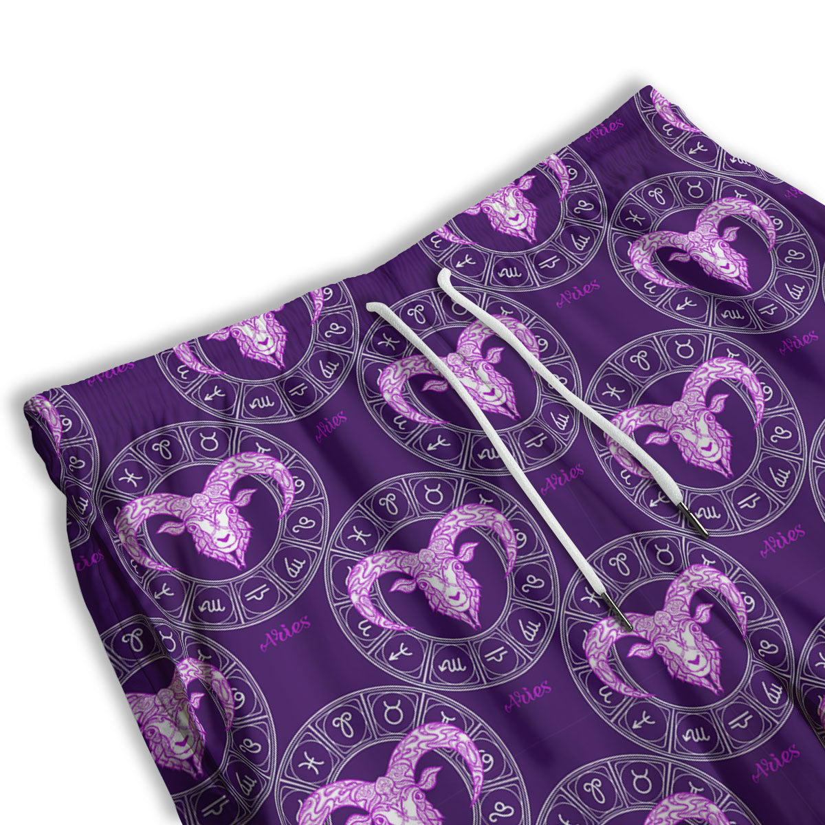 Zodiac Aries Purple Print Pattern Men's Athletic Shorts