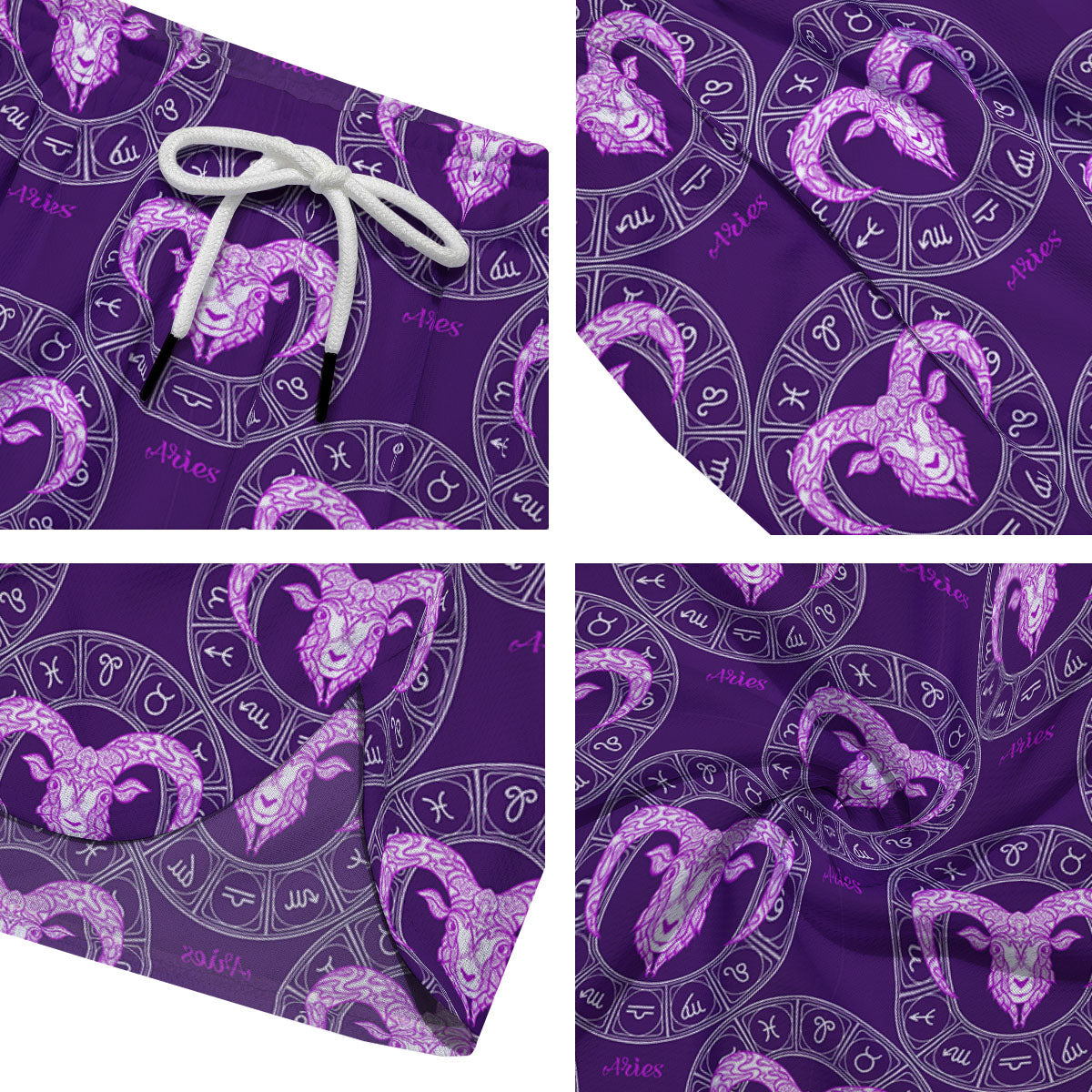 Zodiac Aries Purple Print Pattern Men's Running Shorts-grizzshop