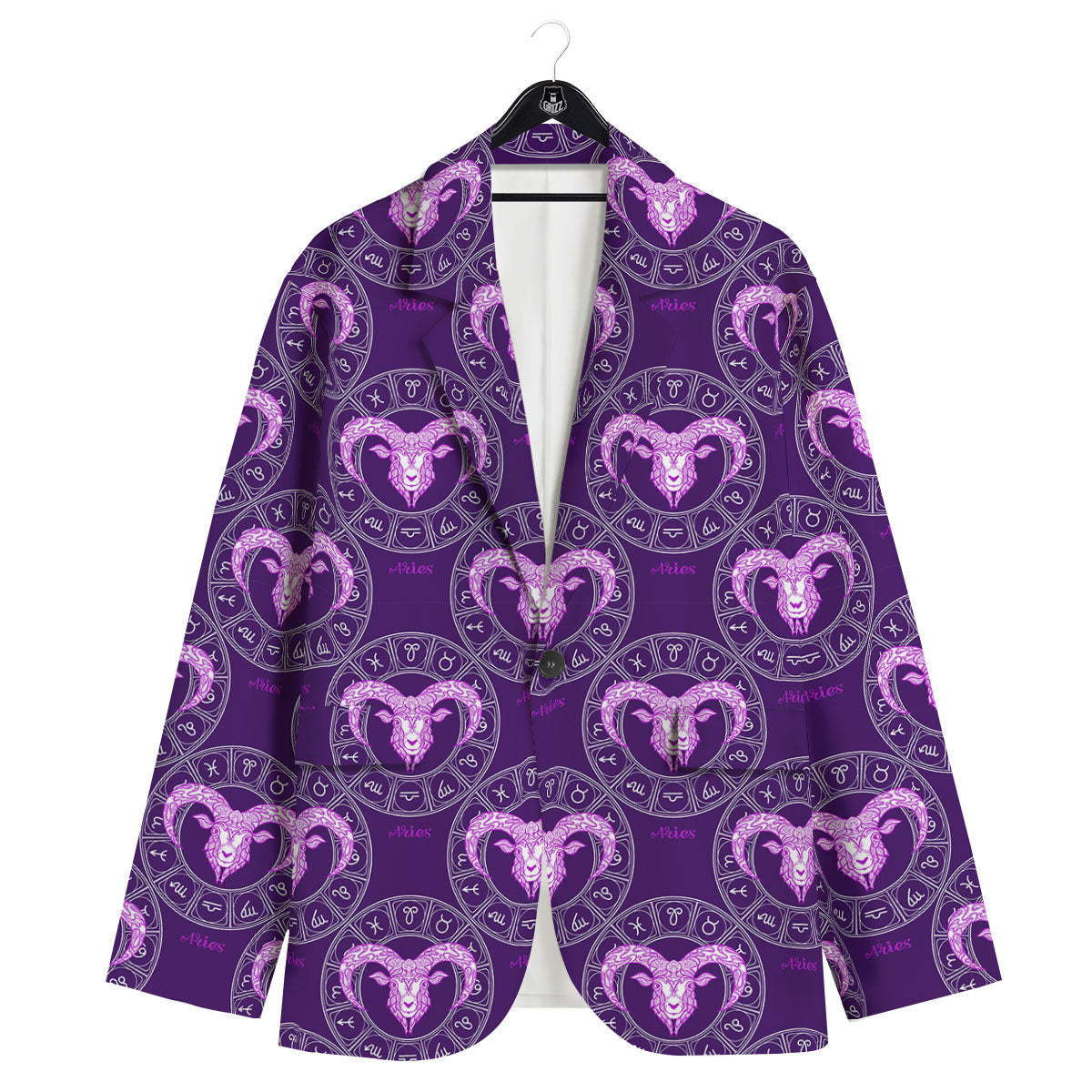 Zodiac Aries Purple Print Pattern Men's Sport Coat-grizzshop