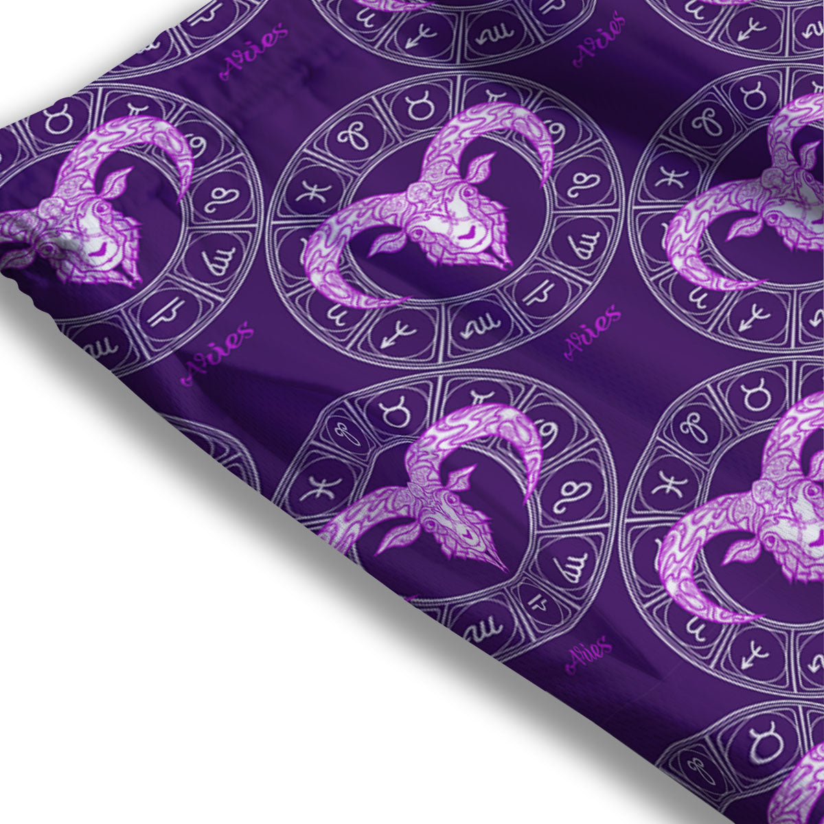 Zodiac Aries Purple Print Pattern Mesh Shorts