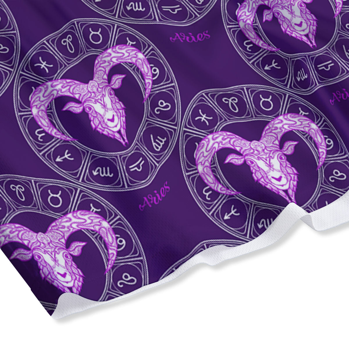 Zodiac Aries Purple Print Pattern Mesh Shorts