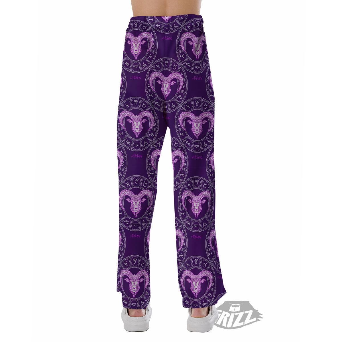 Zodiac Aries Purple Print Pattern Pajama Pants-grizzshop