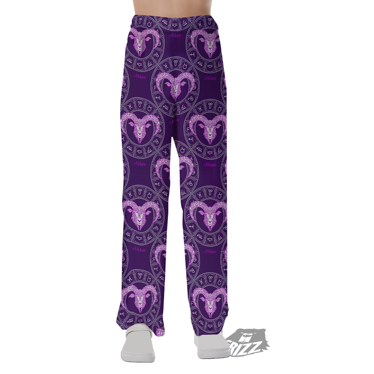 Zodiac Aries Purple Print Pattern Pajama Pants-grizzshop