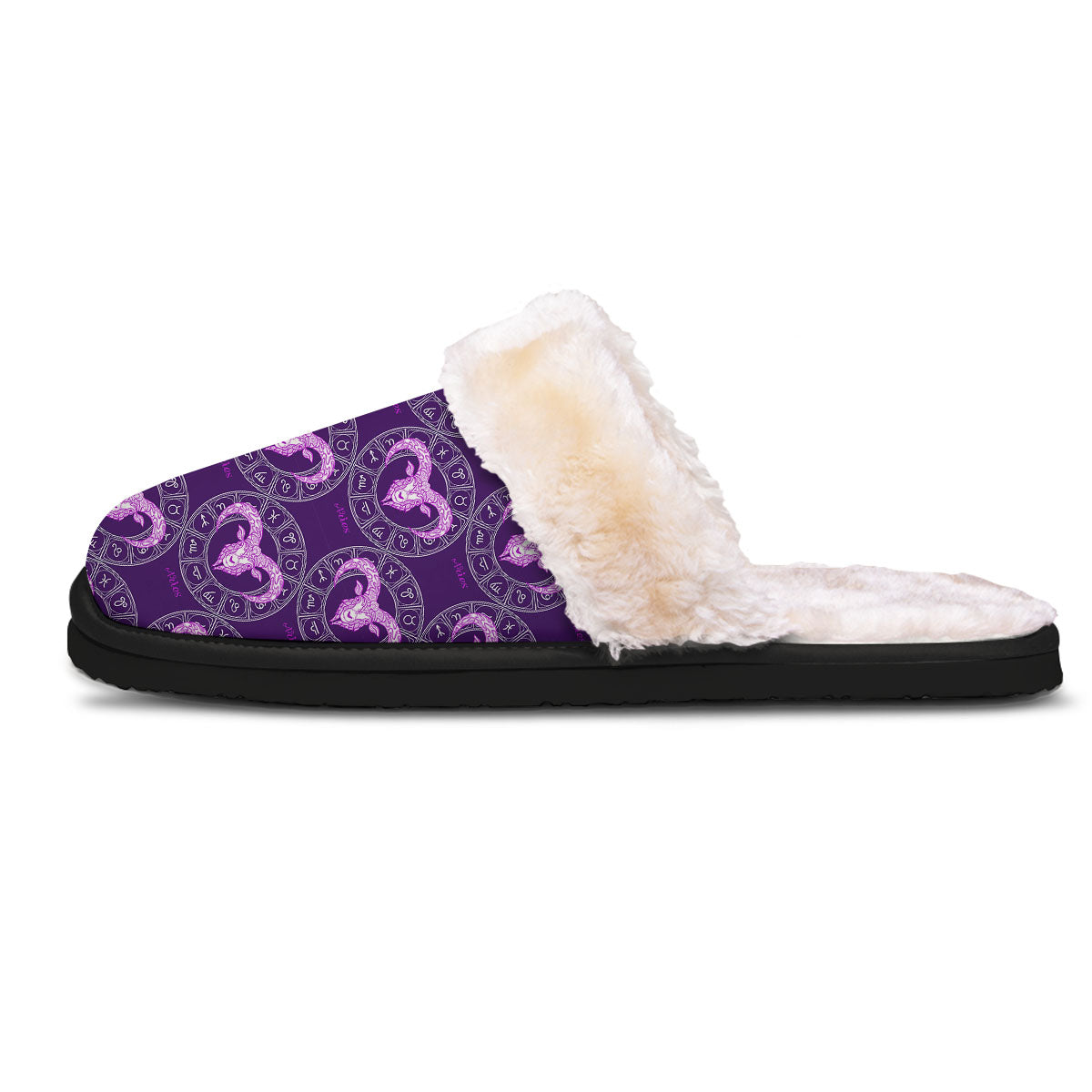 Zodiac Aries Purple Print Pattern Slippers-grizzshop