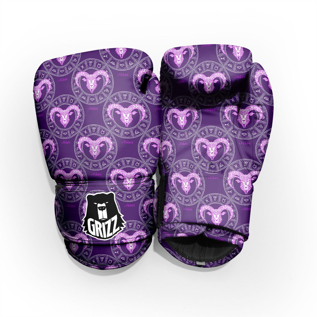 Zodiac Aries Purple Print Pattern Pro Boxing Glove