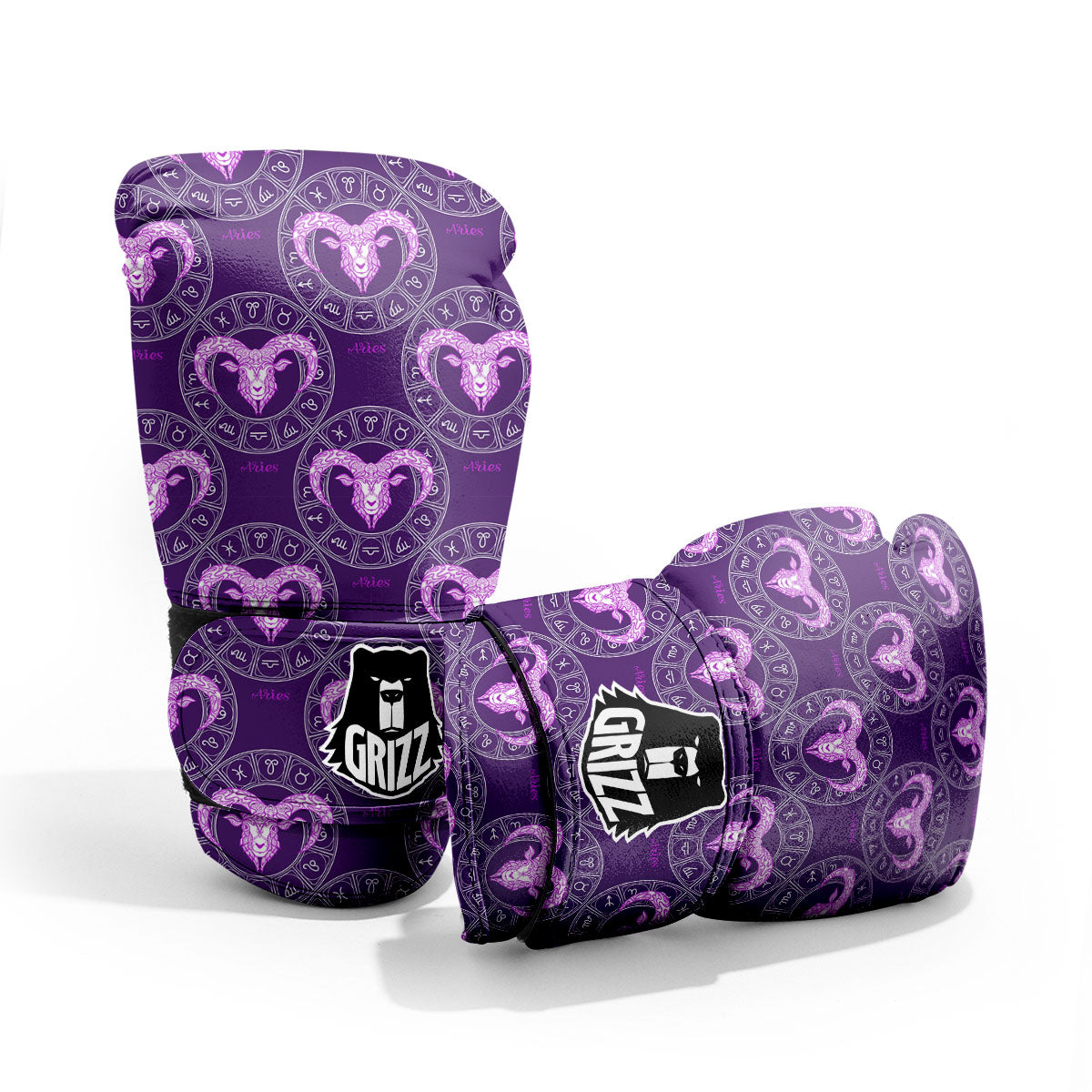 Zodiac Aries Purple Print Pattern Pro Boxing Glove