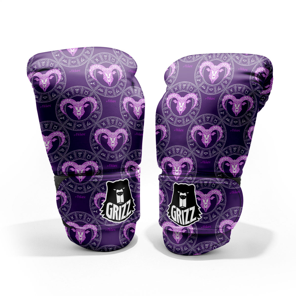 Zodiac Aries Purple Print Pattern Pro Boxing Glove