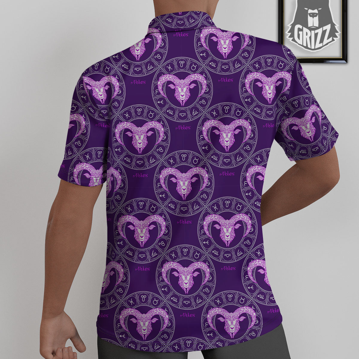 Zodiac Aries Purple Print Pattern Untucked Shirts-grizzshop