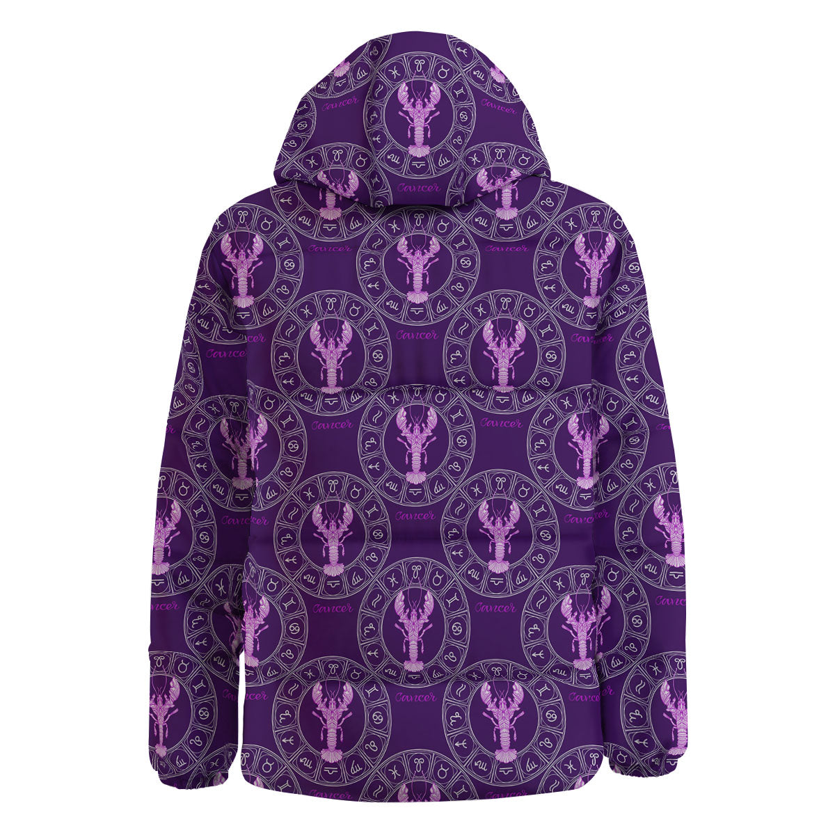 Zodiac Cancer Purple Print Pattern Down Jacket-grizzshop