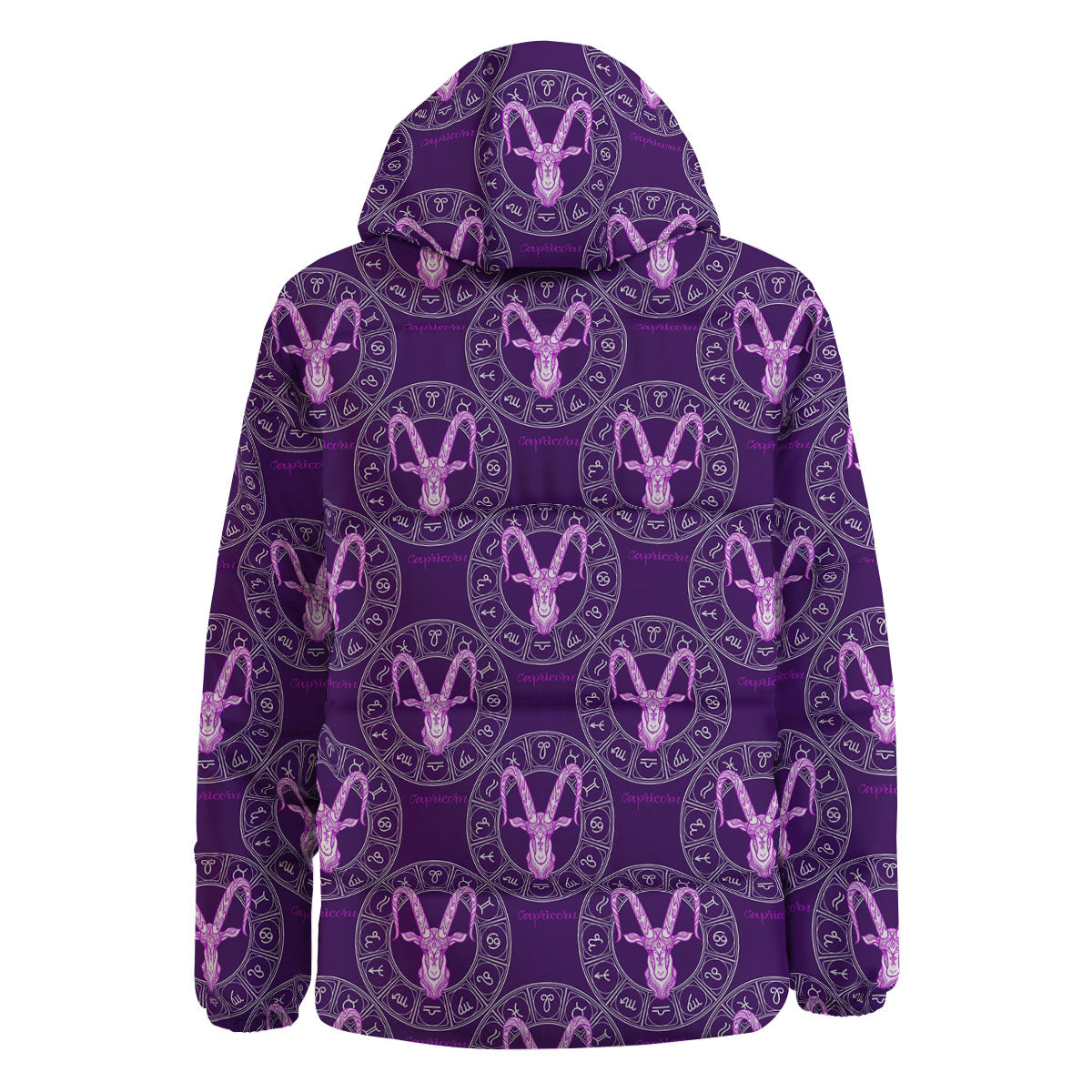 Zodiac Capricorn Purple Print Pattern Down Jacket-grizzshop