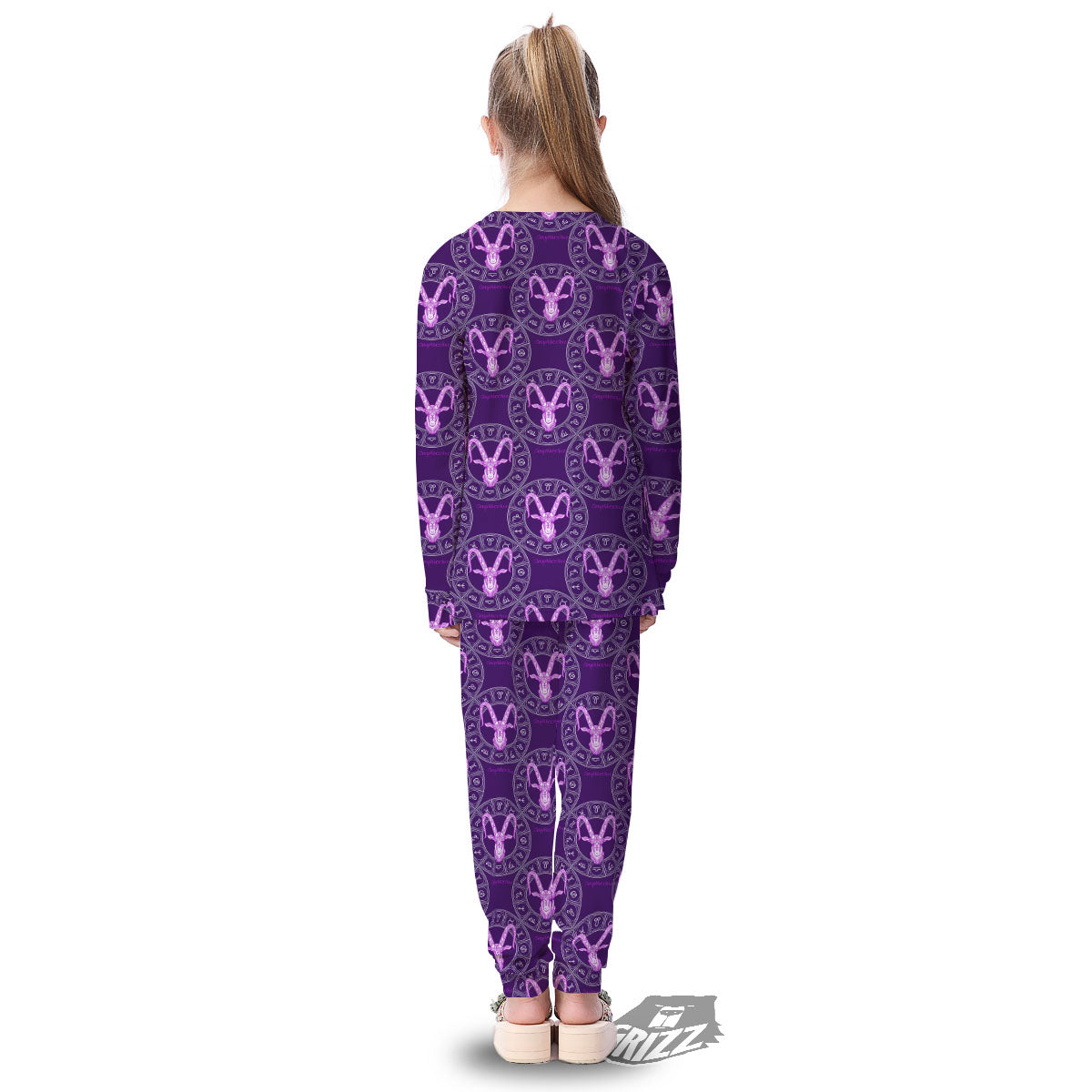 Zodiac Capricorn Purple Print Pattern Kid's Pajamas-grizzshop