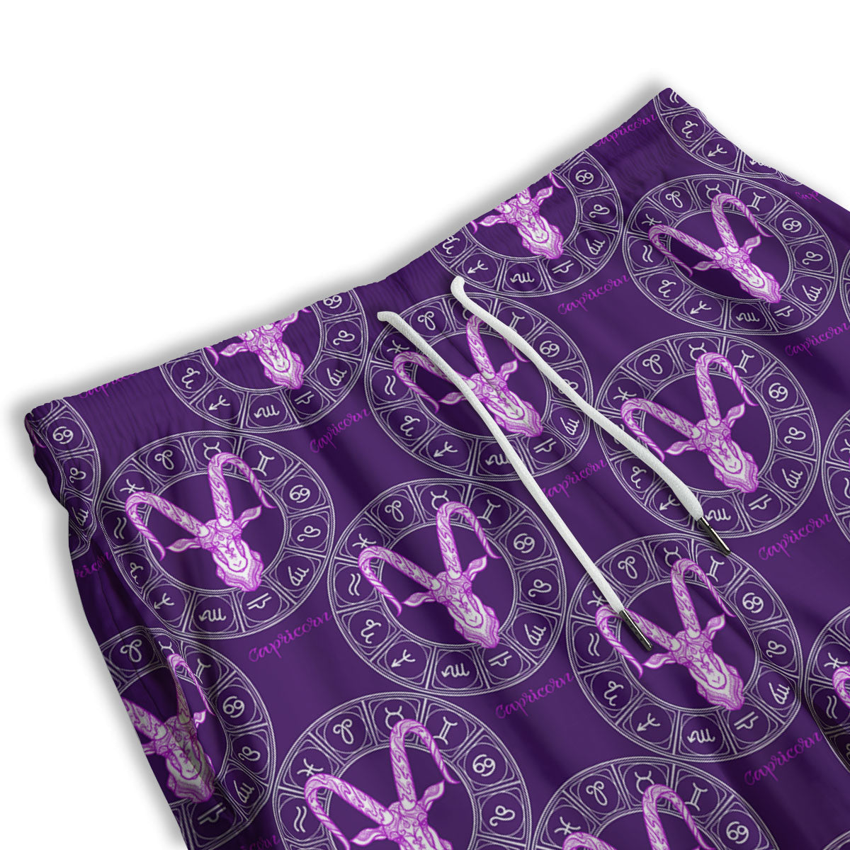 Zodiac Capricorn Purple Print Pattern Men's Athletic Shorts