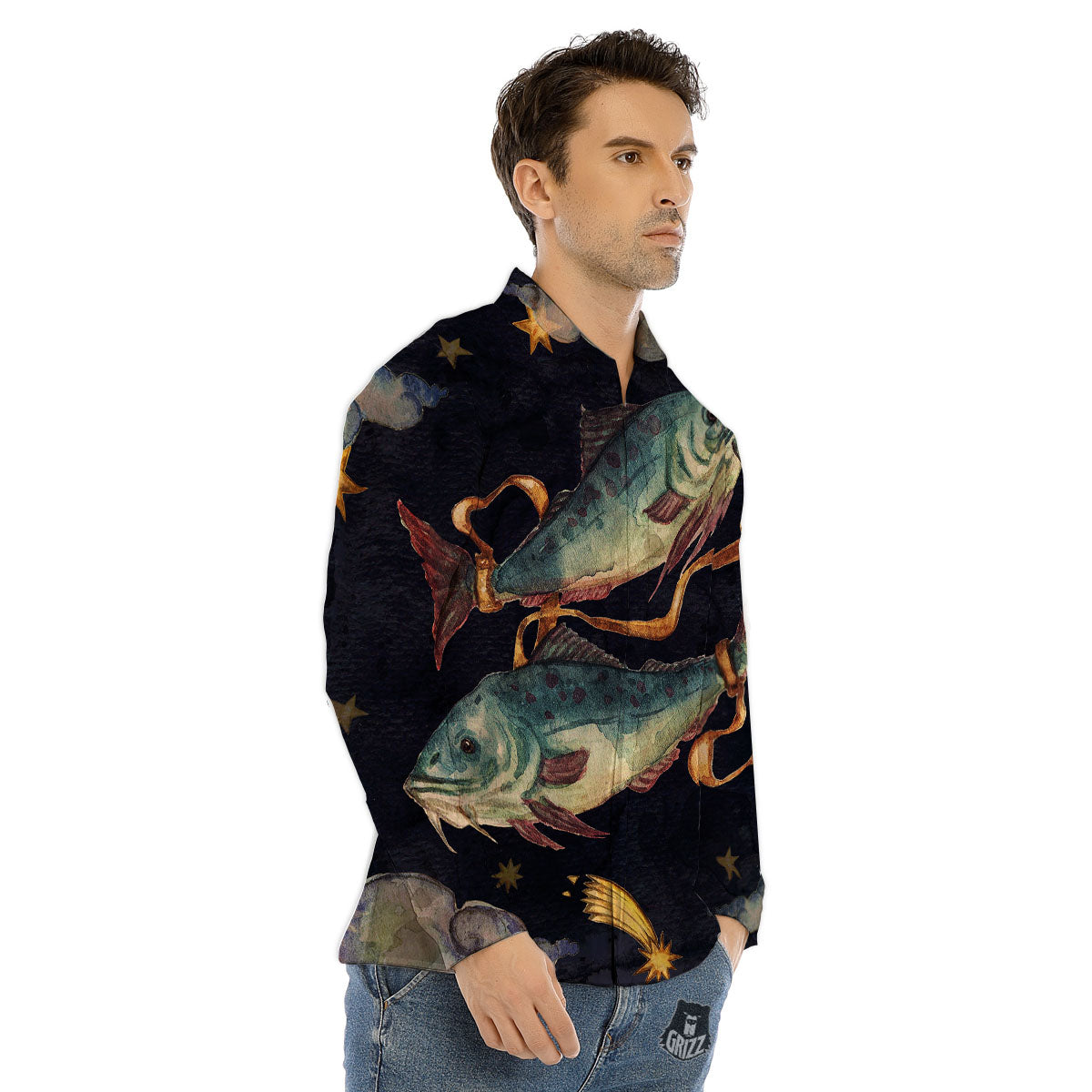Zodiac Capricorn Purple Print Pattern Men's Dress Shirts-grizzshop