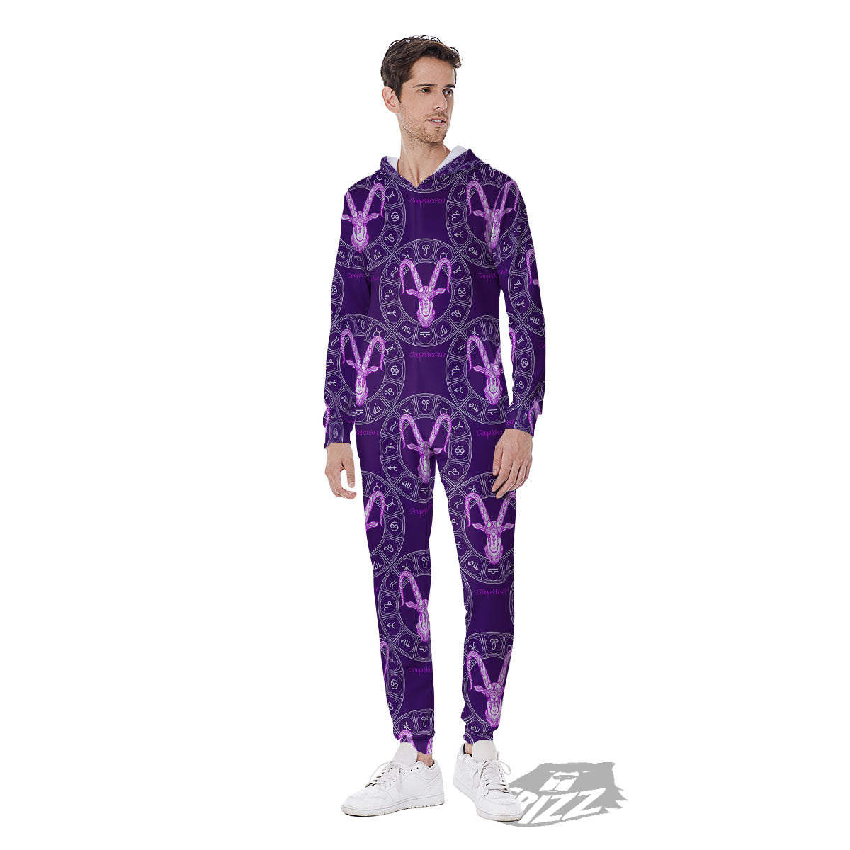 Zodiac Capricorn Purple Print Pattern Men's Jumpsuit-grizzshop