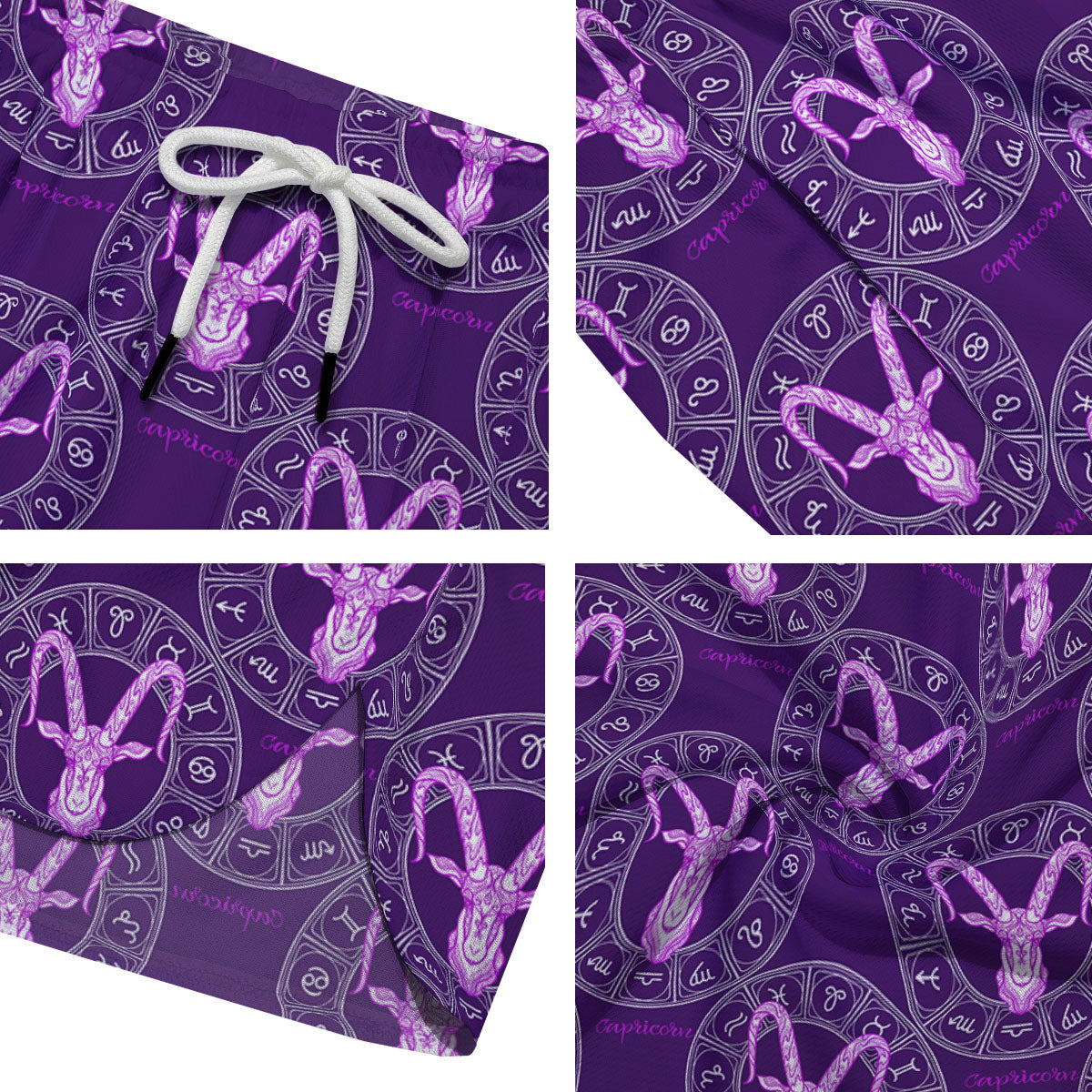 Zodiac Capricorn Purple Print Pattern Men's Running Shorts-grizzshop
