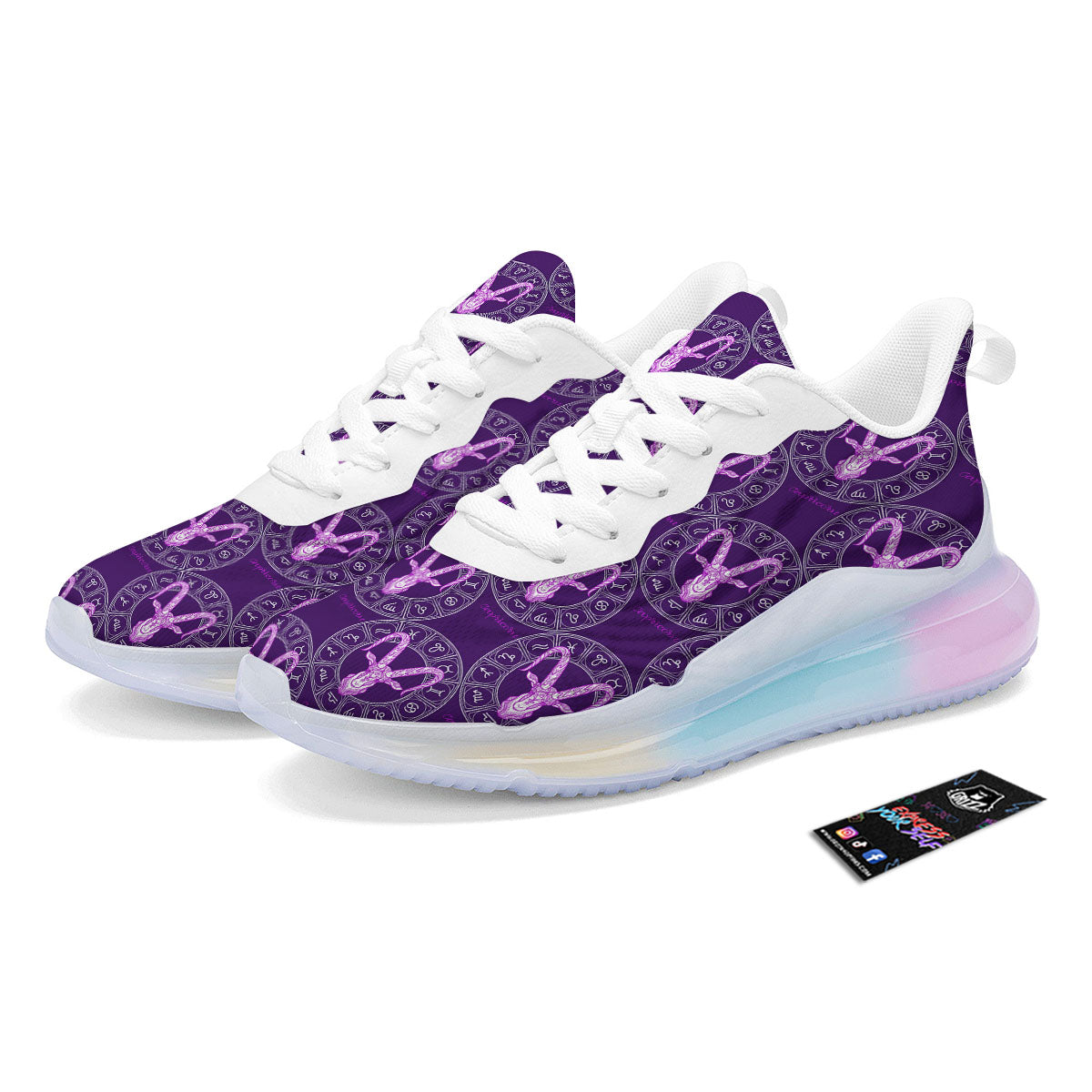 Zodiac Capricorn Purple Print Pattern Running Sneakers-grizzshop