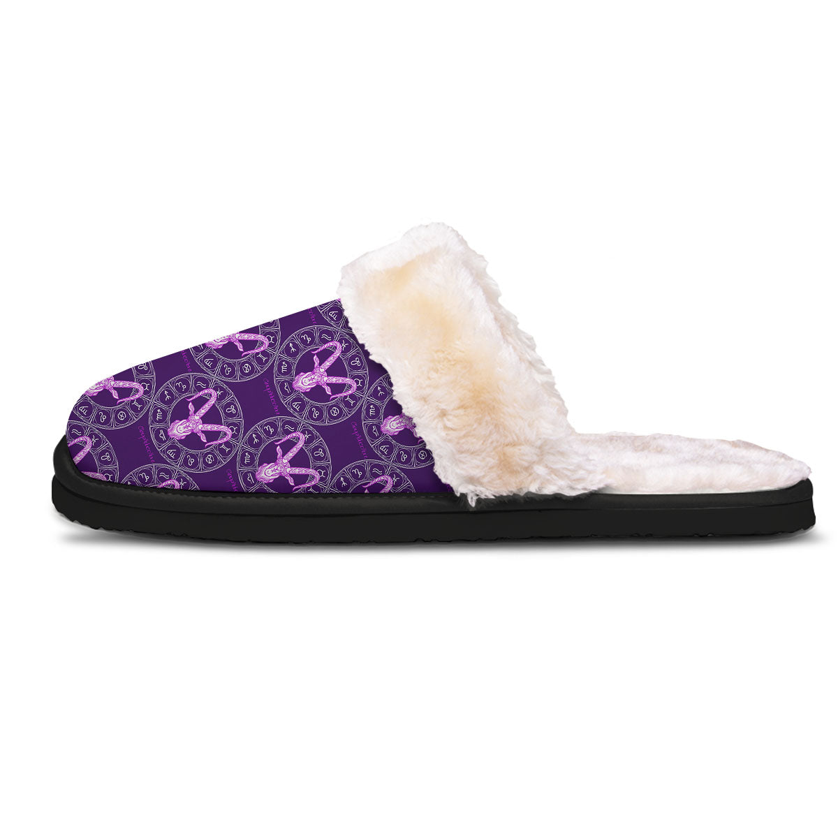 Zodiac Capricorn Purple Print Pattern Slippers-grizzshop