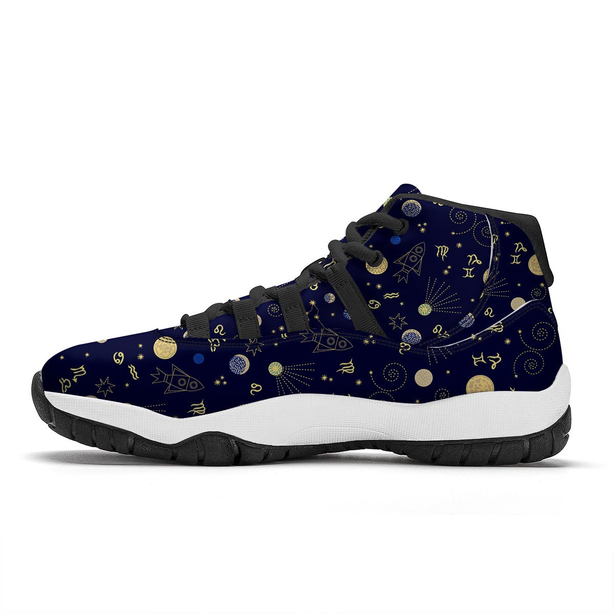 Zodiac Celestial Pattern Print Black Bball Shoes-grizzshop