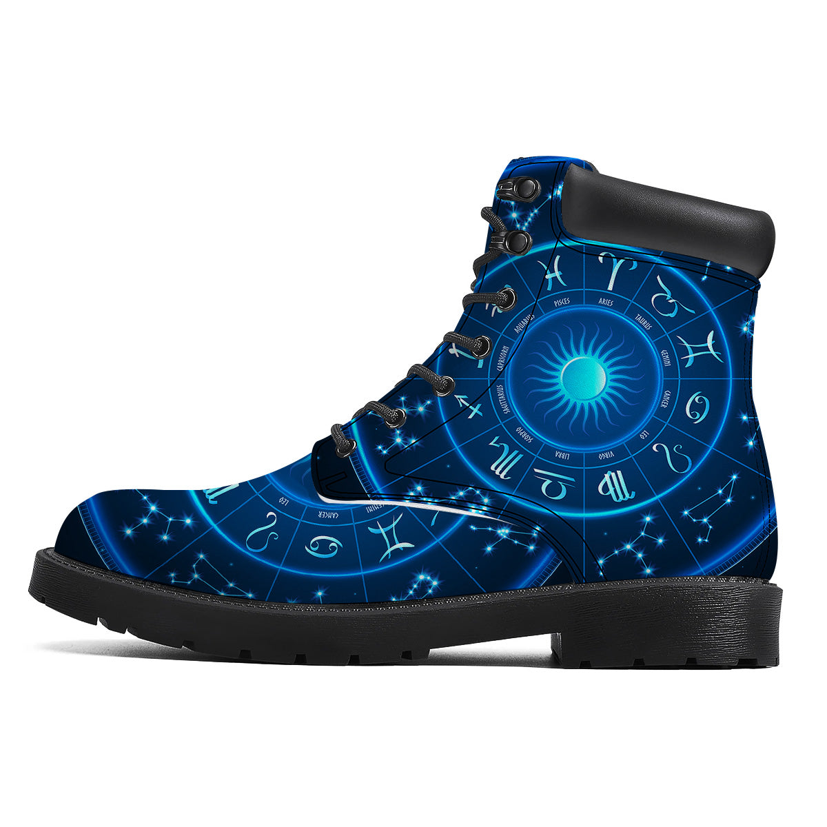 Zodiac Circle Blue Light Print Boots-grizzshop