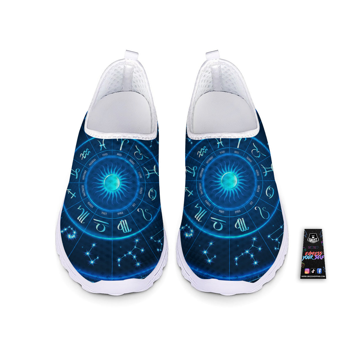 Zodiac Circle Blue Light Print Nurse Shoes-grizzshop