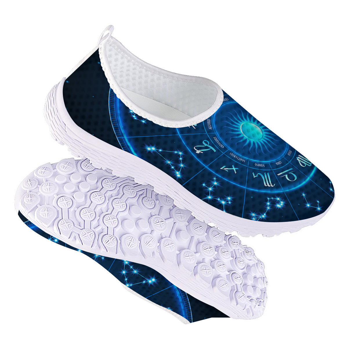 Zodiac Circle Blue Light Print Nurse Shoes-grizzshop